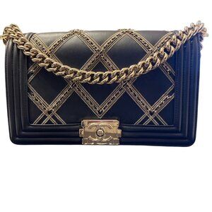 Giftable Chanel Lambskin and Chain Old Medium Boy Bag Gold Hardware 2022